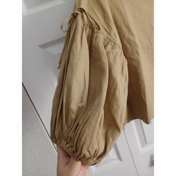 Niko And... Women's Linen 3/4 baloon Sleeve Shirt Beige Size 4 - Picture 3 of 7